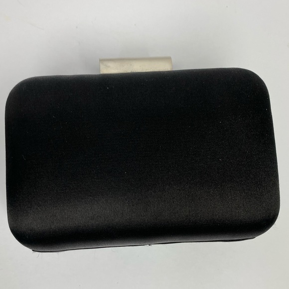 Bebe Black Satin Clutch with Silver Strap Used - Picture 6 of 10